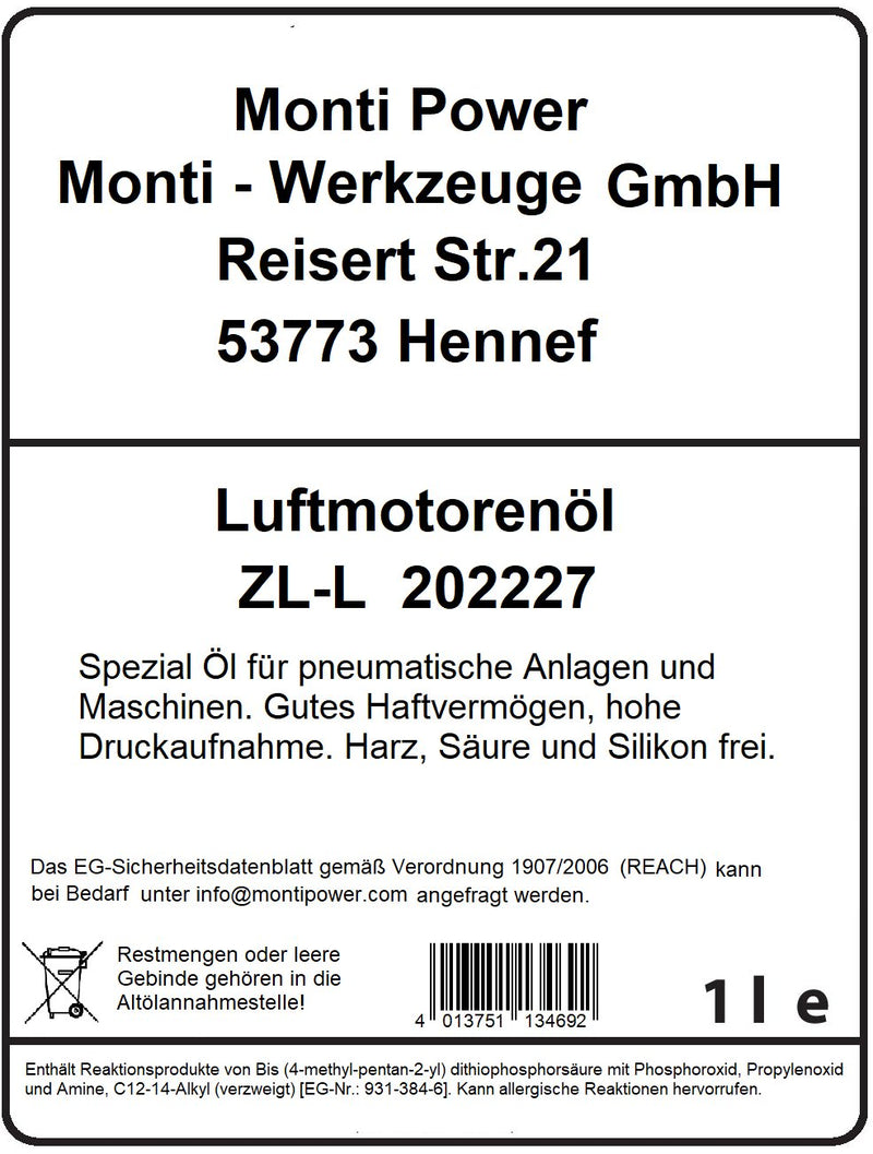 Luftmotorenöl ZL-L, 1 Liter